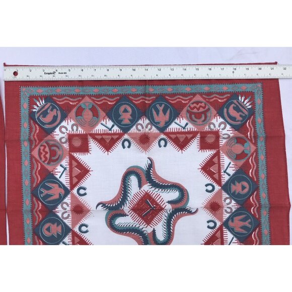 2 VTG Aztec Southwestern Bandana Handkerchief Native American Rockabilly Red - Picture 14 of 16